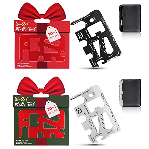 Stocking Stuffers for Adults Men,Gifts for Men,2 Packs 20-in-1 Credit Card Multitools,Christmas Gifts for Women,White Elephant Gifts for Adults,Tools Gadgets for Men Him Dad Husband Boys Teens