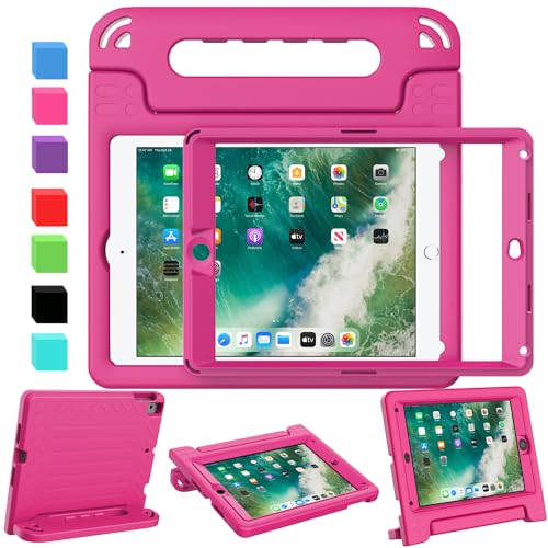 AVAWO Kids Case for iPad 9.7 2017/2018 & iPad Air 2 - Light Weight Shock Proof Convertible Handle Stand Friendly Kids Case for 9.7-inch iPad 5th & 6th Gen, iPad Air 1 & iPad Air 2 - Magenta/Rose