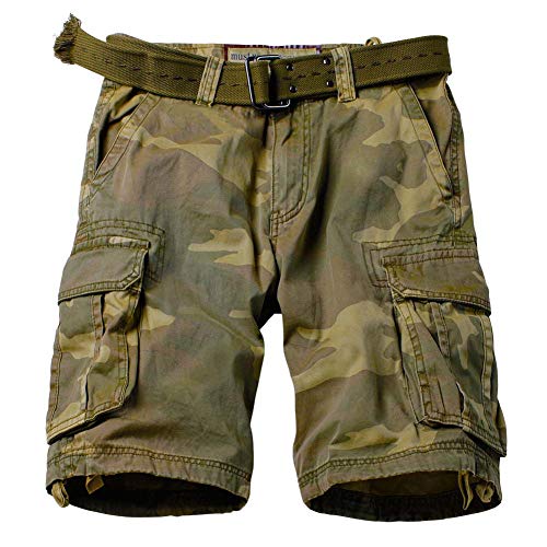 AKARMY Men's Camo Cargo Shorts Outdoor Multi-Pocket Cotton Casual Shorts with No Belt 8062 C34 Retro Camo Thin 40