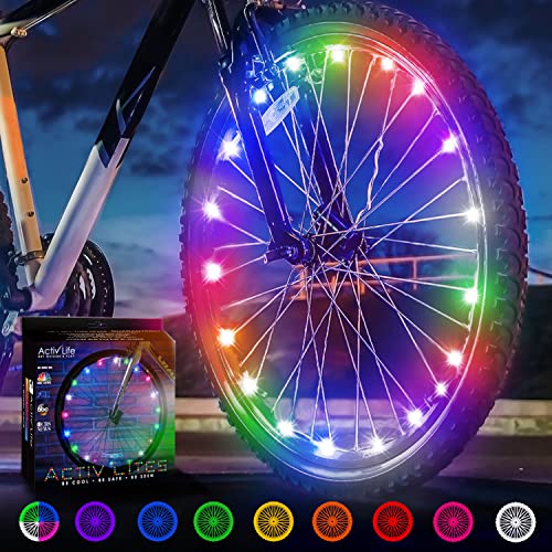 Activ Life Bike Lights, Multicolour, 1-Tire Pack LED Bicycle Christmas Lights for Wheels with Batteries Included, Top 2023 Christmas Stocking Stuffers Popular Teen & Kids Secret, Santa Gifts for Girls