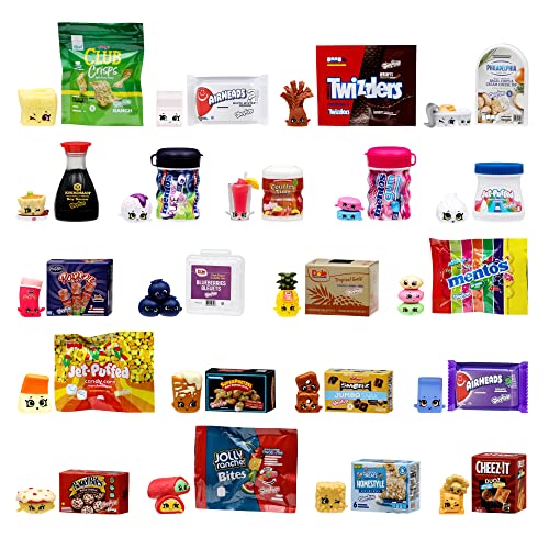 Shopkins Real Littles Snack Time 21 Pk Exclusive Pack, 21 Plus 21 Real Branded Mini Packs Inside, Includes 1 Collector's Guide, 21 Accessory, Vessel, 21 Collector's Guide
