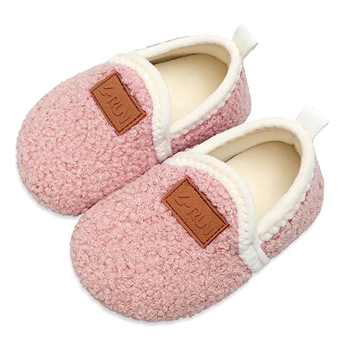 L-RUN Toddler Girl Slippers Boys Bedroom Shoe Pink 6.5-7.5 Toddler=EU24-25