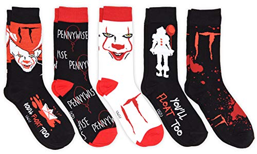 Hyp Stephen King IT Movie Pennywise You'll Float Too Men's Crew Socks 5 Pair Pack