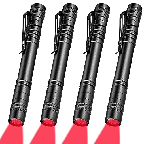 Tuanse Red Light Flashlight Red LED Flashlight Red Light Pen Light Flashlight Super Bright Red Flashlight Red Torch for Astronomy, Aviation, Night Observation and More (4)