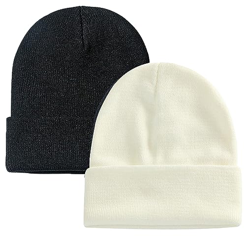 ZOORON 1&2 Pack Beanie for Men Women Slouchy Beanie Hats Winter Knit Caps Soft Ski Hat Unisex