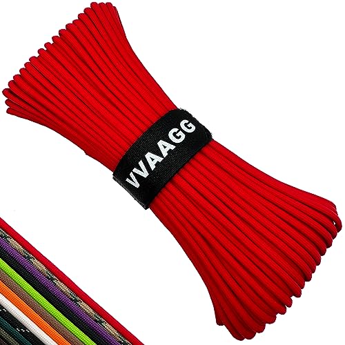 VVAAGG 550 Paracord Rope 100FT, 4mm Thin Tent Rope 550 Parachute Cord, Strong Long Nylon Rope, Outdoor Gear Camping Rope