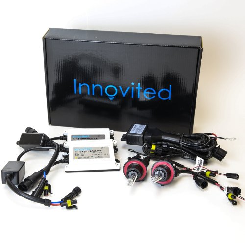 Innovited 55W AC HID Bundle with (1 Pair) Slim Ballast and (1 Pair) Xenon Bulb H13-3 9008 6000K Bi Xenon HI/LO (Diamond White)