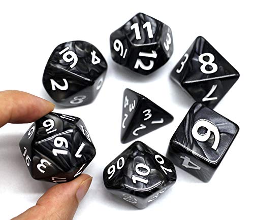 Dice- DND Dice Set 25mm RPG Dice for Dungeons and Dragons D&D Pathfinder MTG Role Playing Dice Giant Black Polyhedral Dice with Dice Bag