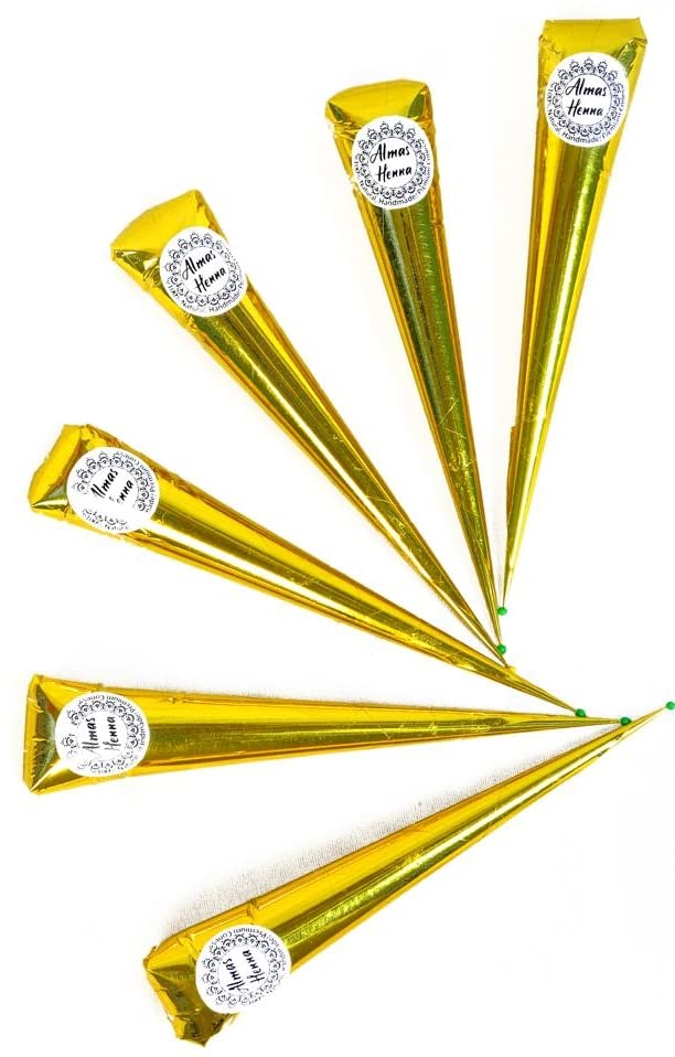 ALMAS 6 PACK Henna Cones for women 100% natural ready to use henna tubes paste hair color hair dye-reddish brown color 30g Each cone (6 PACK, REDDISH BROWN)