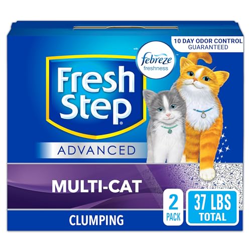Fresh Step Clumping Cat Litter, Multi-Cat, Advanced Long Lasting Odor Control Kitty Litter with Activated Charcoal, Low Dust Formula, 37 lb