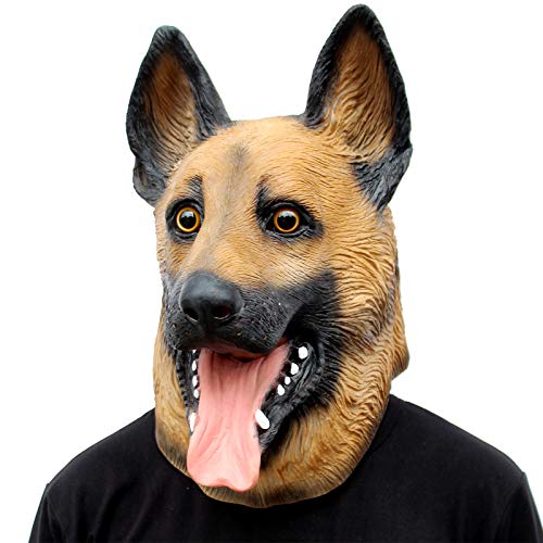 Dog Head Mask Halloween Party Dog Costume Masks Mask Super Bowl Underdog Costume Latex Animal Head Mask (German shepherd)