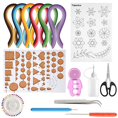 TUPARKA 15 PCS Paper Quilling Kits with 29 Colors 600 Strips, Paper Quilling Tools and Supplies DIY Design Drawing Handcraft Tool
