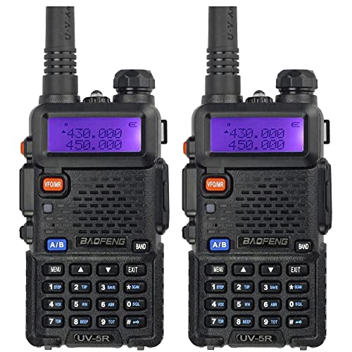 Baofeng UV-5R Two Way Radio Handheld Ham Radio Dual Band Walkie Talkie(2PACK, Black)