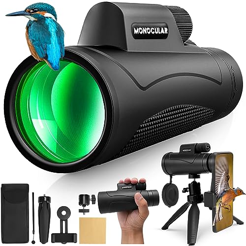 ICETOO Monocular Telescope, 80x100 HD Monoculars for Adults, Compact Portable Waterproof with Smartphone Tripod & BAK4 Prism for Birdwatching Hunting Camping Concert Travelling