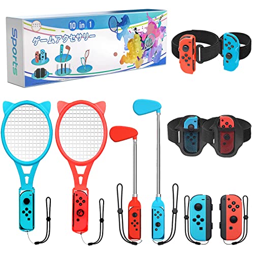 10 In 1 Switch Sports Accessories Bundle for Nintendo Switch Sports Game, Compatible with Switch & Switch OLED Controller Joy Cons Accessories Kits