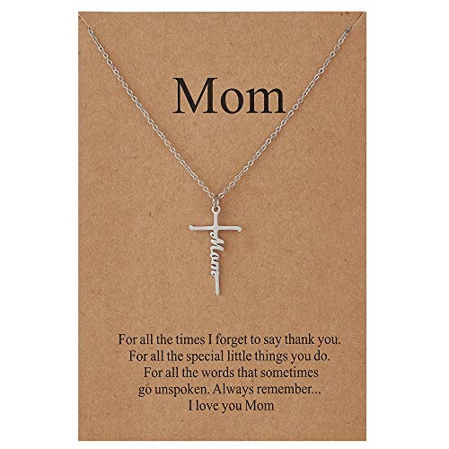 Lcherry Gifts for Mom Mom Necklace Mom Cross Necklace for Women Mom Birthday Gifts from Daughter