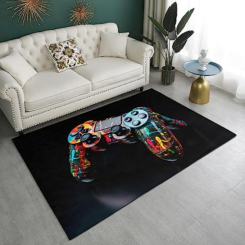 Area Carpet Doodle Game Controller，3D Printed Decor Carpet，Soft Comfy Washable Non-Slip Indoor Outdoor Decorate Living Room Rug Apply to Kitchen Bedroom Dining Room-3.9 * 5.9 ft