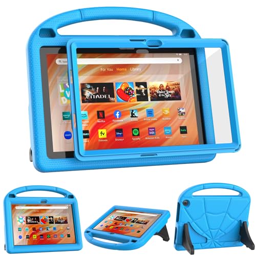 Fire HD 10 & HD 10 Plus Tablet Case for Kids(13/11th Gen, 2023/2021 Release)- Patamiyar Lightweight Shockproof Case with Screen Protector Handle Stand for Fire HD 10 Kids & Kids Pro -Blue