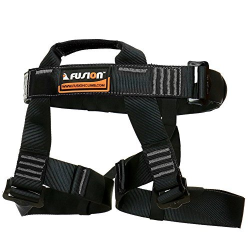 Rock Climbing Harness - Fusion Climb - (5,000 LBS Rated) Professional Half Body Harness for Mountaineering, Tree Climbing, Ziplining, Rock Climbing, Rappelling- Heavy Duty Half Body Harness