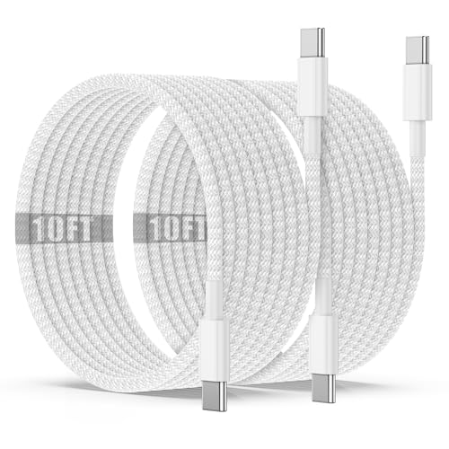 USB C to C Charging Cable 10ft, 60W Fast Type C to C Charger Cord Long for Apple iPhone 15 Plus/15 Pro Max, MacBook Pro 2021/2020/2019/2018,iPad 12.9/11 inch/Mini/Air 5/4,Samsung Galaxy S23+/S23 Ultra