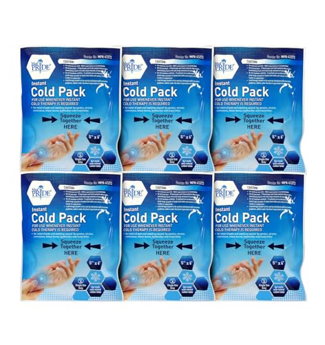 MED PRIDE Instant Cold Pack (5''x 6'')- Set of 6 Disposable Cold Therapy Ice Packs for Pain Relief, Swelling, Inflammation, Sprains, Strained Muscles, Toothache for Athletes & Outdoor Activities