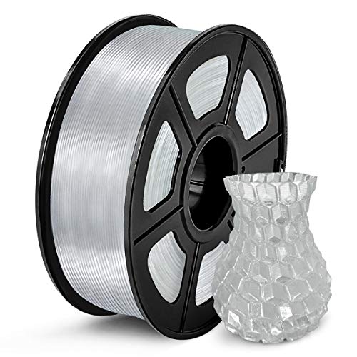 SUNLU 3D Printer Filament PLA Filament 1.75mm, Neatly Wound PLA 3D Printing Filament 1.75mm, Dimensional Accuracy +/- 0.02 mm, Fit Most FDM 3D Printers, 1kg Spool (2.2lbs), PLA Transparent, Clear PLA