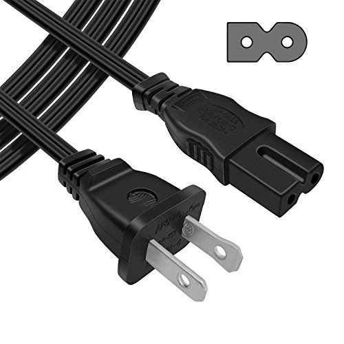 [UL Listed] Powseed 6Ft 2 Prong Polarized AC Wall Power Cord Cable Plug for Sony Playstation 1 2 PS1 PS2, Vizio Sharp Sanyo Emerson TV, Arris Router Modem, Bose Companion 3 5 Multimedia Speaker