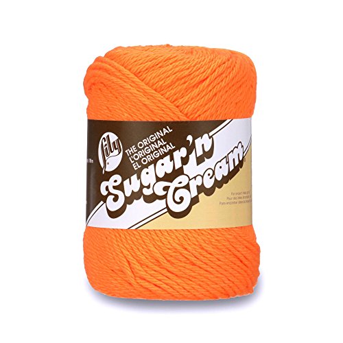 Lily 10200101628 Sugar 'N Cream The Original Solid Yarn, 2.5oz, Medium 4 Gauge, 100% Cotton - Hot Orange - Machine Wash & Dry
