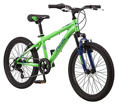 Pacific Cavern Boys Mountain Bike, 20-Inch Wheels, 7-Speed Twister Shifters, 12-Inch Steel Frame, Green