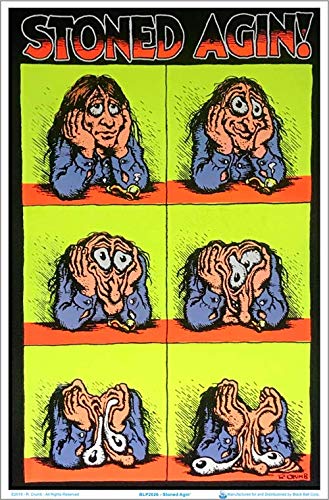 Stoned Agin' - by R Crumb - Laminated Blacklight Poster - 23.5' x 35.5'