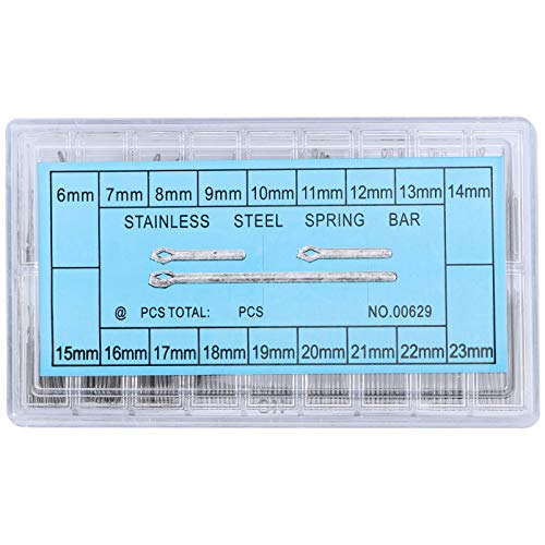 Hemobllo 360pcs Stainless Steel Watch Band Link Cotter Pins Spring Bars Tools in 18 Different Sizes - 6mm-23mm (Silver)
