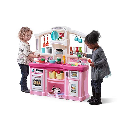 Step2 Fun with Friends Kids Kitchen, Indoor/Outdoor Play Kitchen Set, Toddlers 2+ Years Old, 25 Piece Kitchen Toy Set, Easy to Assemble, Pink