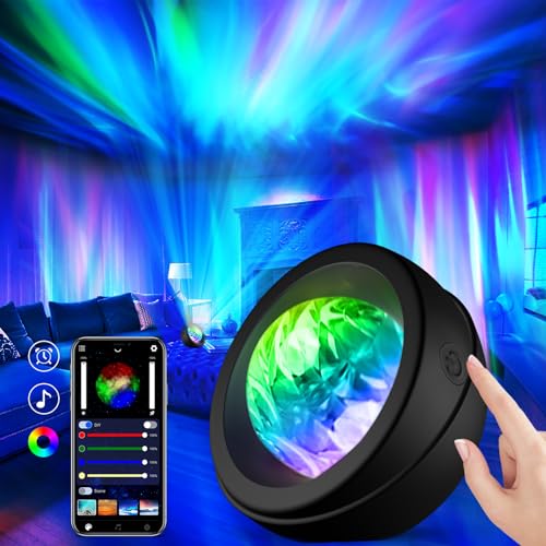 Light Projector, Galaxy Projector for Bedroom Northern Lights Aurora Projector with Timer, APP Control Night Light Gift for Kids Adults Home Decor Christmas Game Room Party(Black)
