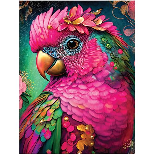 KI Puzzles 550 Piece Puzzle for Adults Queen's Aviary- Petra RomantzArt Bird Jigsaw 24X18 Multicolor