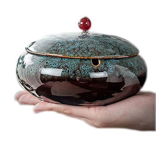 5.7' Ceramic Ashtray with Lids Windproof Cigarette Ashtray for Indoor or Outdoor Use Ash Holder for Smokers Desktop Smoking Ash Tray for Home Office Decoration