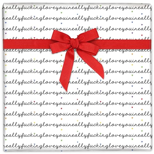 Central 23 Rude Wrapping Paper - I really f**king love you - Funny Wrapping Paper Adult - Inappropriate Gift Wrap - Perfect for Girlfriend or Boyfriend - Birthday Anniversary Valentines Day