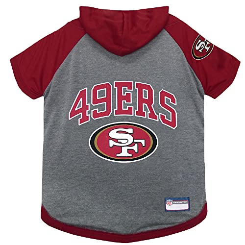 Pets First NFL San Francisco 49ers Hoodie for Dogs & Cats. | NFL Football Licensed Dog Hoody Tee Shirt, Small| Sports Hoody T-Shirt for Pets | Licensed Sporty Dog Shirt