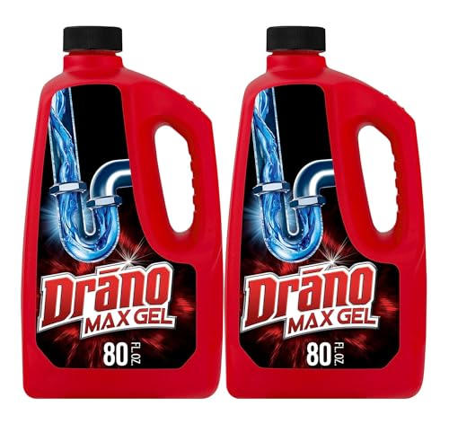 Drano Max Gel Drain Clog Remover and Cleaner for Shower or Sink Drains, Unclogs and Removes Hair, Soap Scum and Blockages, 80 Oz, Pack of 2