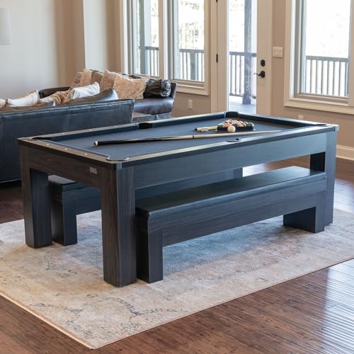 New York Nights 7 Ft Pool Table Set with Benches and Top