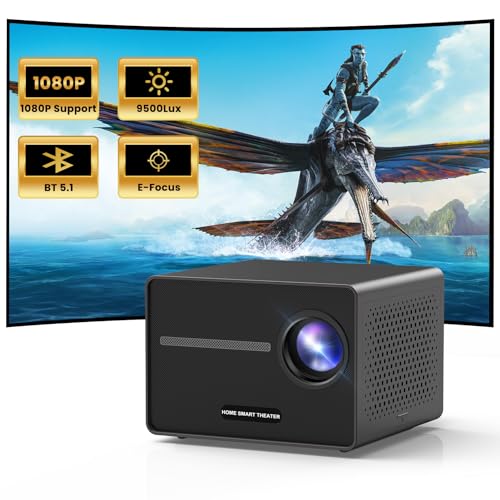 HAPPRUN Projector, [Electric Focus] Mini Projector, 1080P Support Portable Bluetooth Projector With Speaker, 200' Support Outdoor Movie Projector Compatible With Smartphone/HDMI/USB/AV/Fire Stick/PS5