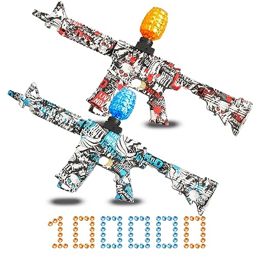Gel Ball Blaster Toy 2 Set with Water Beads 100k PCS Automatic Splat Toy Electric Powered for Team Game for Kids Adults Age 12+ Play Outdoor Christmas Birthday Gift