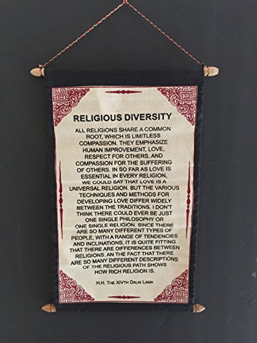 OMA Dalai Lama Quotes - RELIGIOUS DIVERSITY - Postitive Thinking Quotes Cotton Canvas Scroll Tapestry Wall Hanging Poster - Hand Made By Tibetan Refugees FEDERAL (TM) BRAND