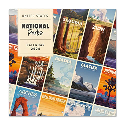 USA National Parks Wall Calendar 2024 12' x 12' FSC Plastic Free - Week Starts On Sunday | Square Wall Calendar 2024 | Family Planner Calendar 2024 | National Parks Calendar 2024 | + 4 Bonus Months