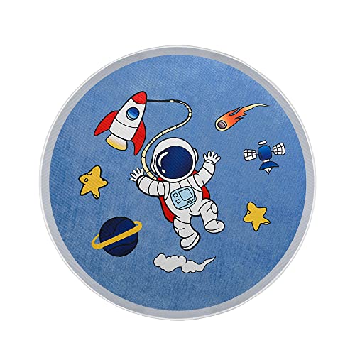 Choc chick Space Kids Rug for Playroom Bedroom, Blue Round Area Rugs, Non-Slip Play Mat, Children Toddlers Boys Room Decor 3.3ft