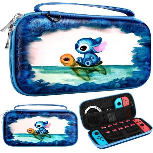 Xinocy Carrying Case for Nintendo Switch/Switch OLED Travel Carry Cases for Teen Kids Boys Girls Cute Kawaii Girly Cartoon Portable Hard Shell Covers Pouch Storage Bag for Nintendo Accessories,Turtle