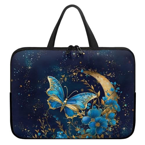 Laptop Bag for Women Work Tote 15.6 Inch Laptop for Computer Bag Waterproof Business Office Professional Large Capacity Handbag Bag, Moon Butterflies,12 inch