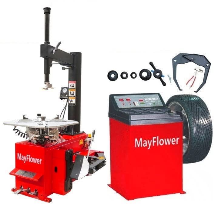 Mayflower - 1.5 HP Tire Changer Wheel Changers Balancer Machine Combo 980 800 Red Edition / 1 Year Full Warranty