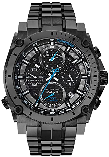 Bulova Men's Precisionist Gunmetal Ion-Plated Stainless Steel 8-Hand Chronograph Watch with Blue Accents Style: 98B229