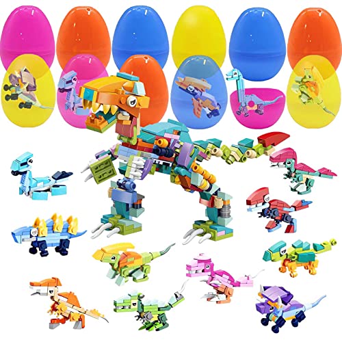 ABM&Y 12Pcs Easter Eggs Dongcoh with Dinosaur Toys for Kids 5-7, Dinosaur Party Favors Surprise Toys Funny Gifts Kids Boys for Birthdays, Christmas, New Year, Easter