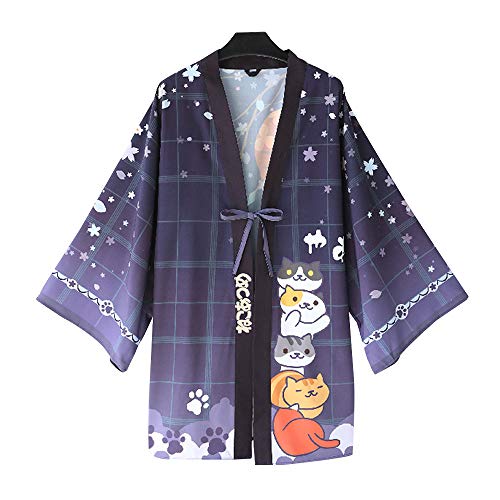 YOMORIO Neko Atsume Cute Cat Japanese Kimono Yukata Cardigans Womens Anime Cosplay Robe Costume